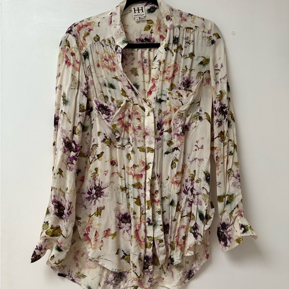Haute Hippie Silk Floral Blouse